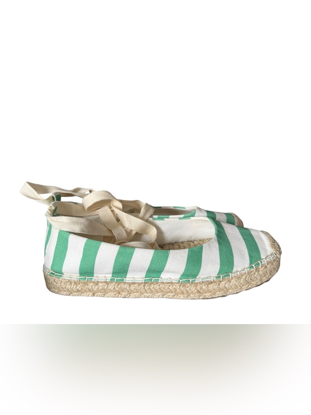 Draper James Green White Striped Espadrilles 9